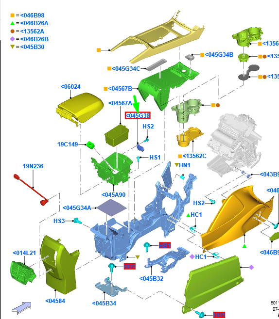 new ford kuga mk2 c520 floor console stowage box latch 2053364 original