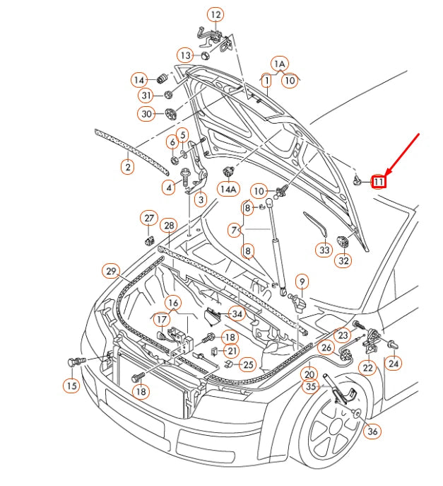 NEW AUDI A4 B7 ENGINE HOOD STOP BUFFER 3D0823429A ORIGINAL