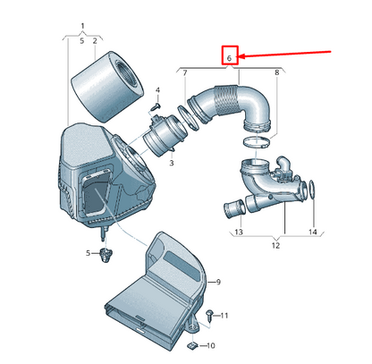 new audi q5 fy engine air intake hose 04l129661e original