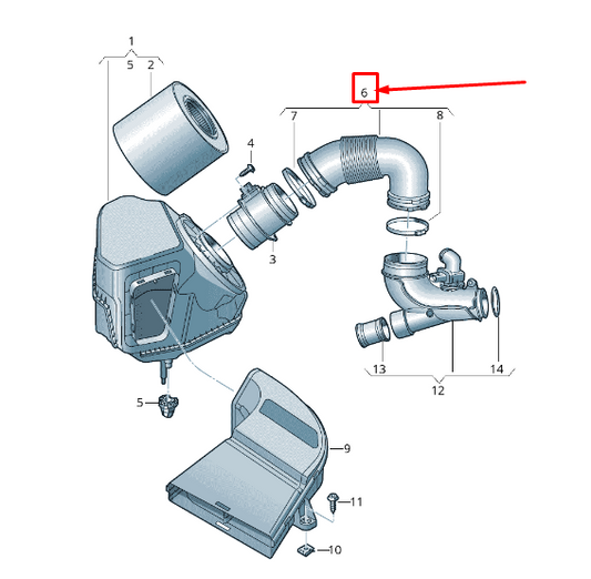 new audi q5 fy engine air intake hose 04l129661e original