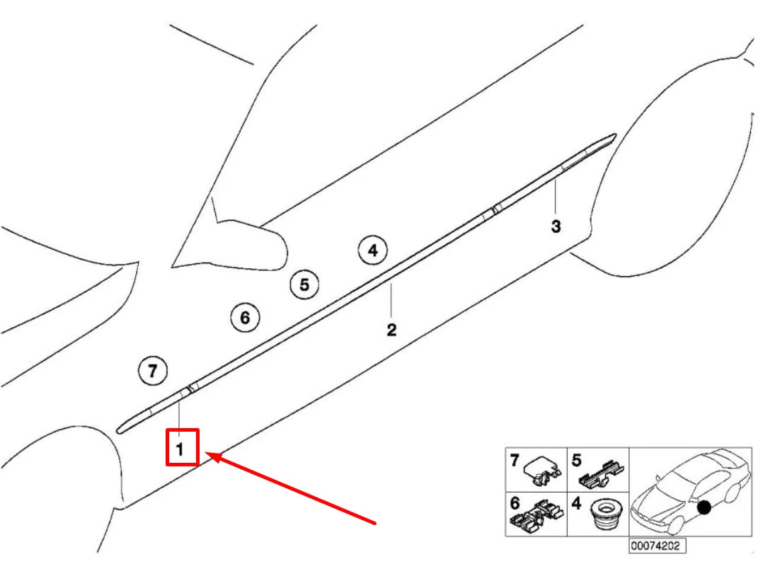 NEW BMW 3 E46 FRONT RIGHT MOULDING FENDER 51138238876 8238876 ORIGINAL