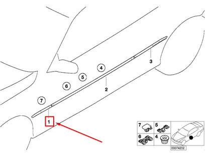 NEW BMW 3 E46 FRONT RIGHT MOULDING FENDER 51138238876 8238876 ORIGINAL
