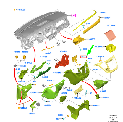 new ford transit custom instrument right stowage box door rhd 2385382 original