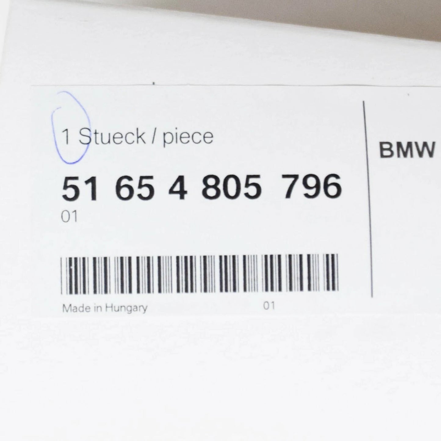 NEW BMW 5 F10 M-SPORT FRONT RIGHT FENDER TURN SIGNAL 51654805796 ORIGINAL