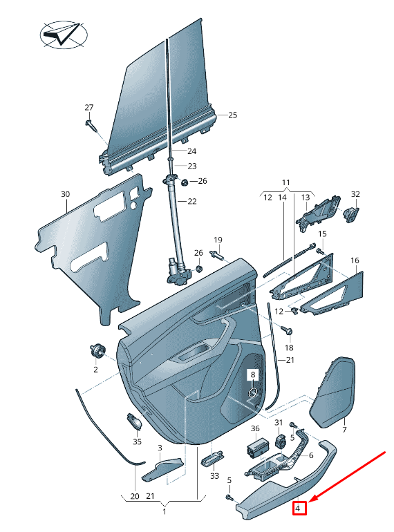 new audi q8 4m rear right door armrest 4m8867364bppv 4m8867364b ppv original