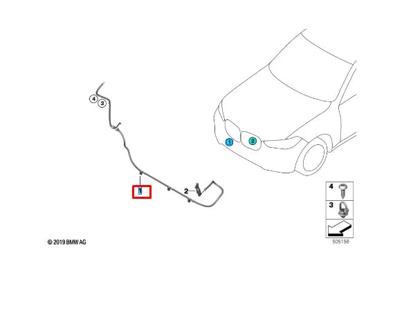 NEW BMW X5 G05 HEADLIGHT WASHER NOZZLE PIPE 7434866 61667434866 ORIGINAL