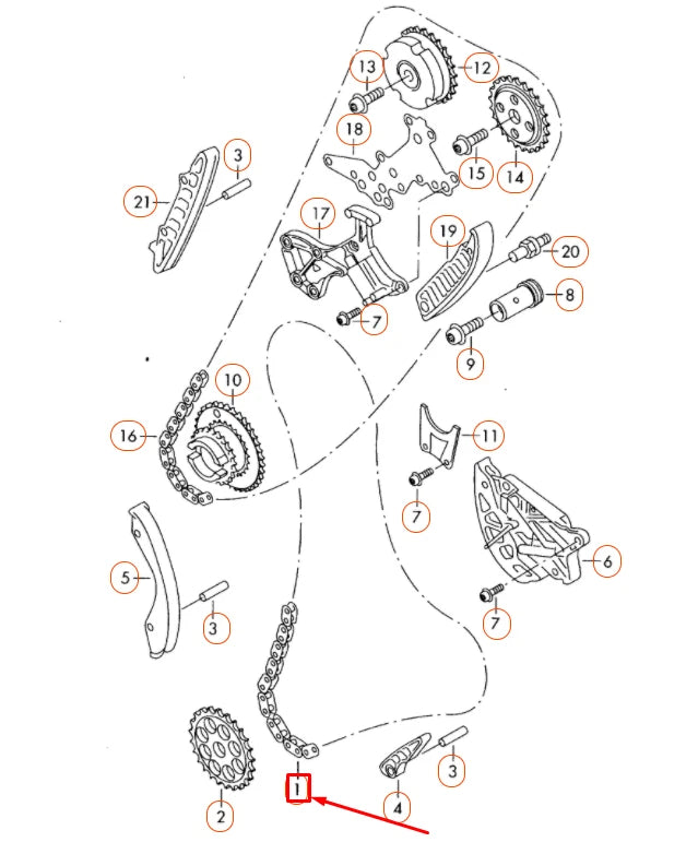 NEW VOLKSWAGEN BEETLE A5 CAMSHAFT TIMING CHAIN 07K109158B ORIGINAL