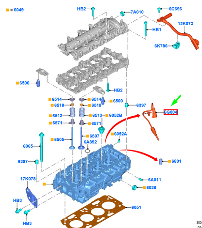 new ford kuga mk3 cylinder head sensor assy 2498945 jv2a-6g004-ab original