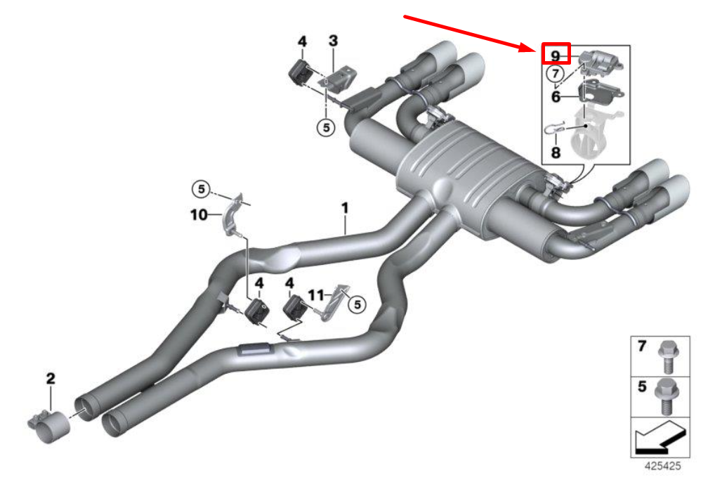 new bmw 3 f30, f80 exhaust flap actuator 7851568 18307851568 original