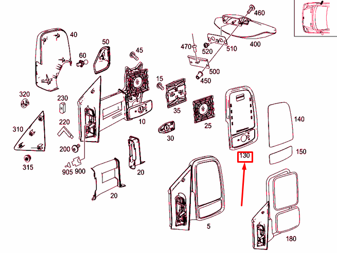 NEW MERCEDES-BENZ SPRINTER 906 FRONT RIGHT DOOR MIRROR FRAME A0008130536