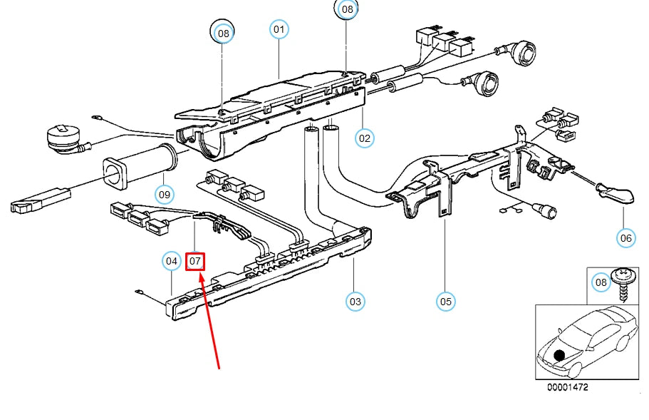 NEW BMW 3 E36 HARNESS CABLE HOLDER 12521735332 1735332 ORIGINAL
