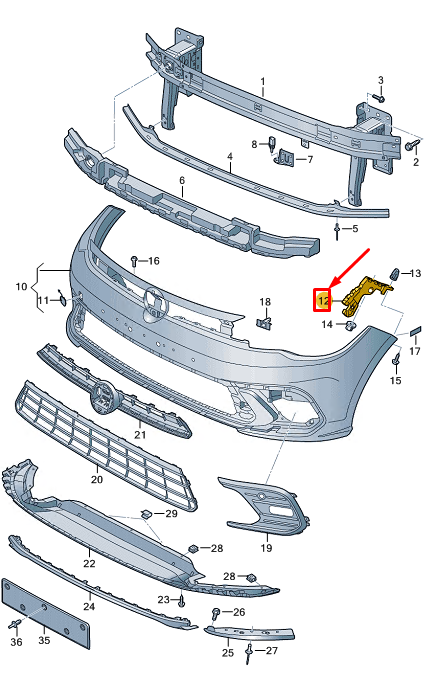 new vw polo aw mk6 front right bumper guide profile 2g0807050a original