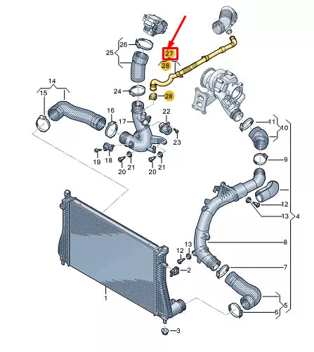 NEW VW GOLF CD MK8 INTERCOOLER AIR PIPE 5WA145693C ORIGINAL