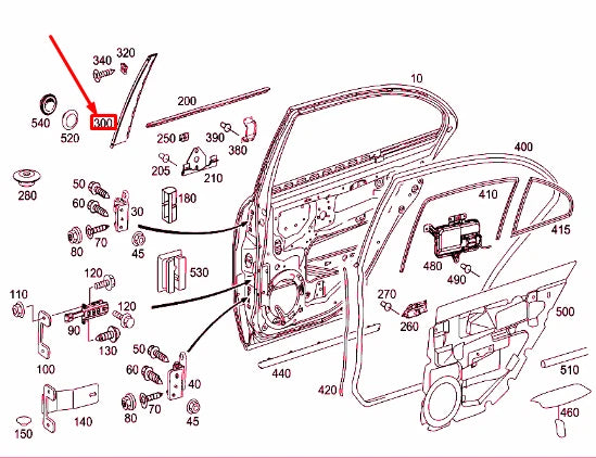 NEW MB E W211 REAR RIGHT DOOR WINDOW FRAME MOULDING A2116903487 ORIGINAL