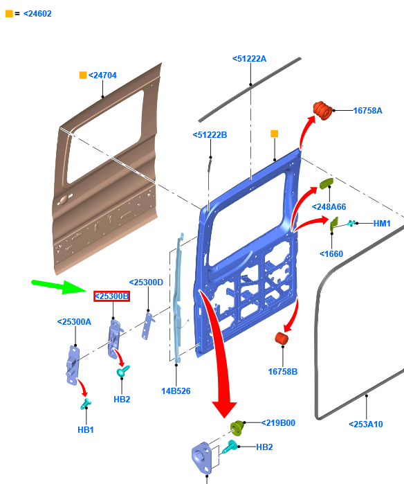 new ford transit mk4 sliding door wedge assy 1828098 bk21-v25301-bd original