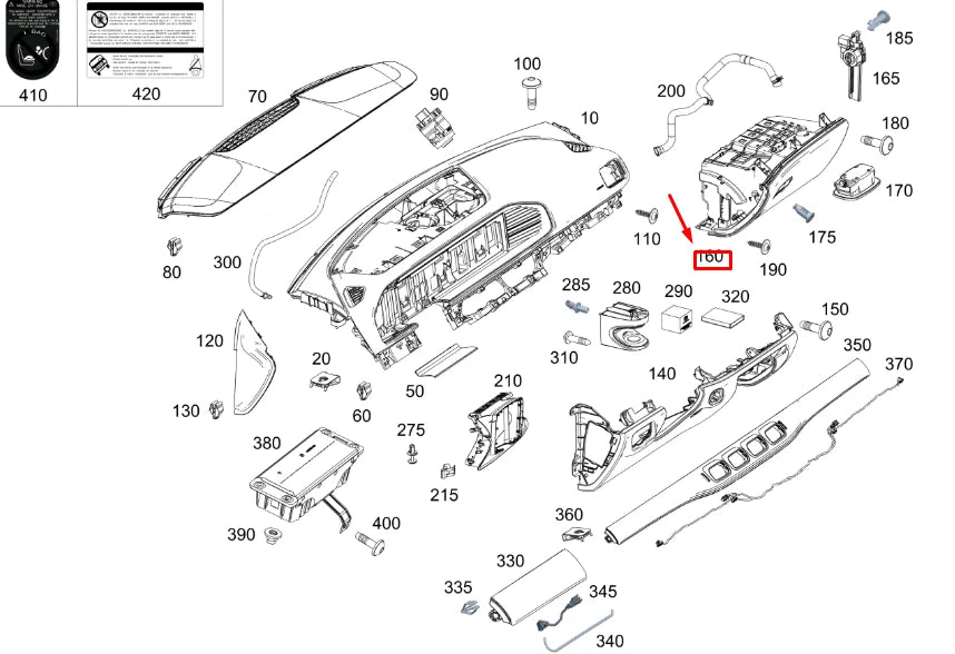 NEW MERCEDES-BENZ GLE W167 GLOVE COMPARTMENT HOUSING LHD A16768039008V10