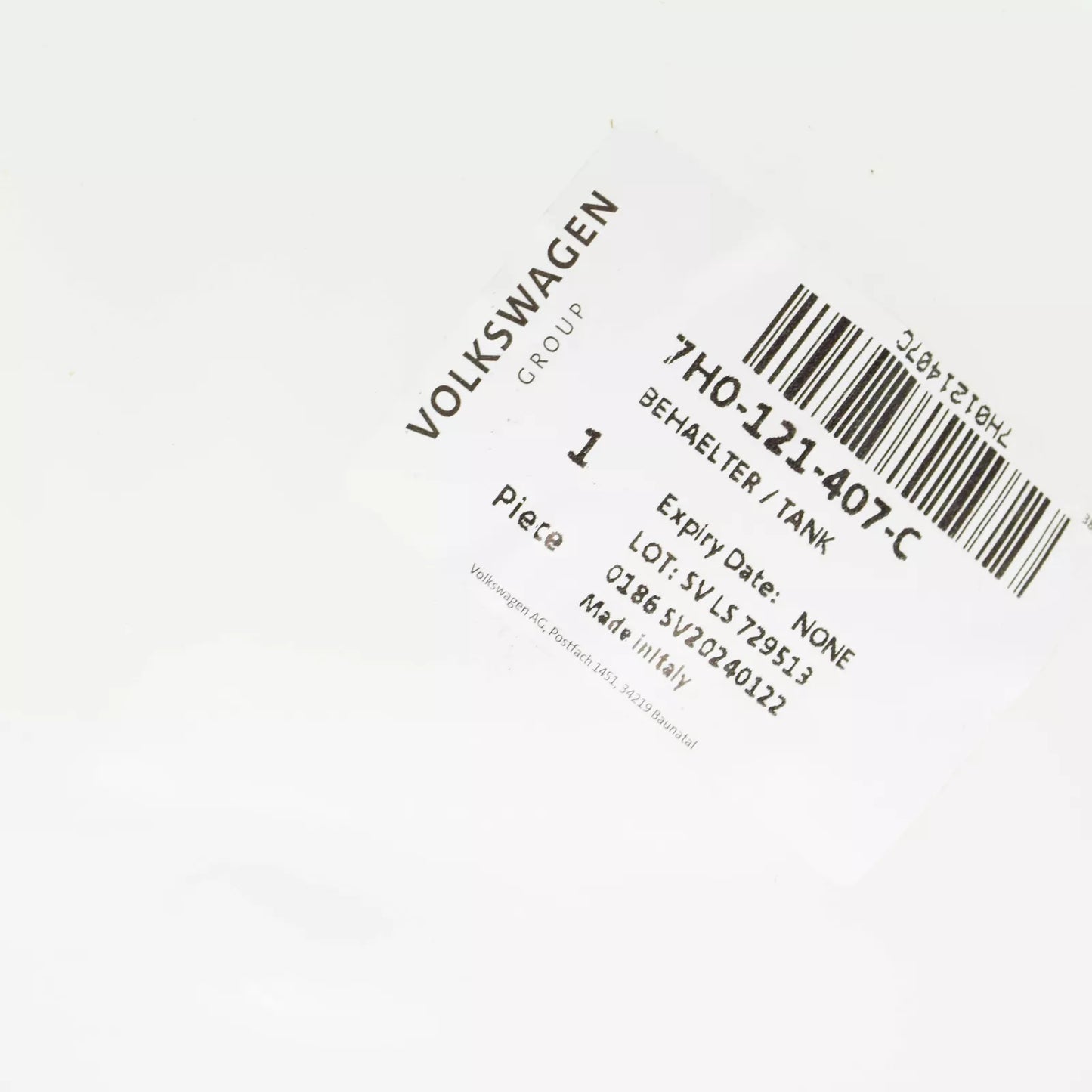 NEW VW TRANSPORTER T5 COOLANT EXPANSION TANK 7H0121407C ORIGINAL