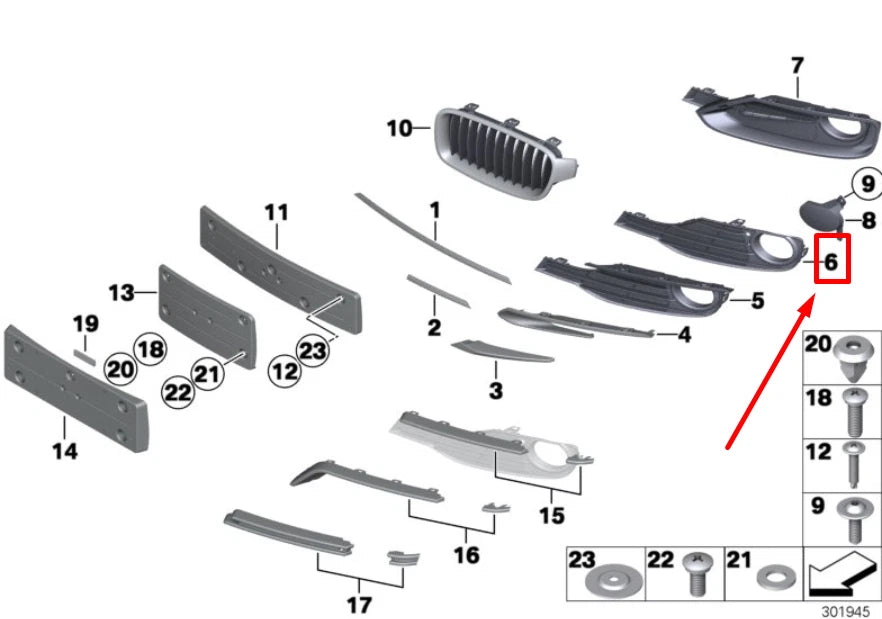 NEW BMW 3 F30, F80 FRONT RIGHT FOG LAMP TRIM 51117281920 7281920 ORIGINAL