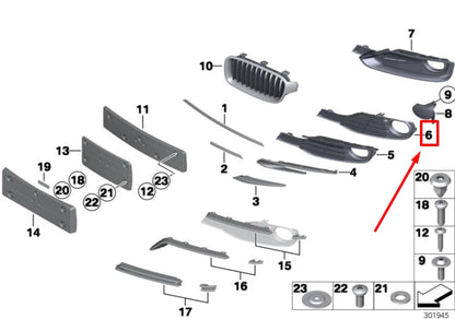 NEW BMW 3 F30, F80 FRONT RIGHT FOG LAMP TRIM 51117281920 7281920 ORIGINAL