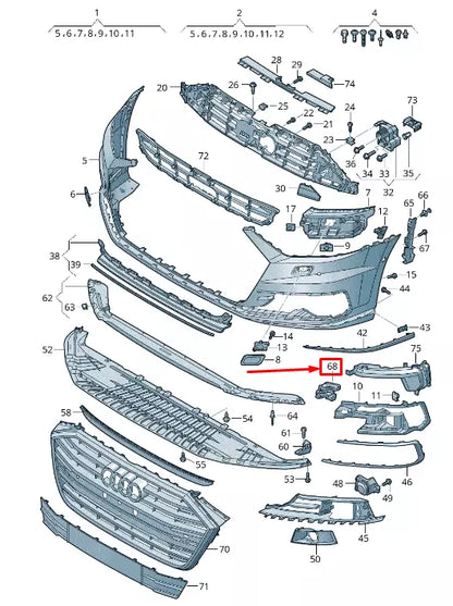 NEW AUDI A8 4N FRONT LEFT BUMPER FOAM FILLER PIECE 4N0807687