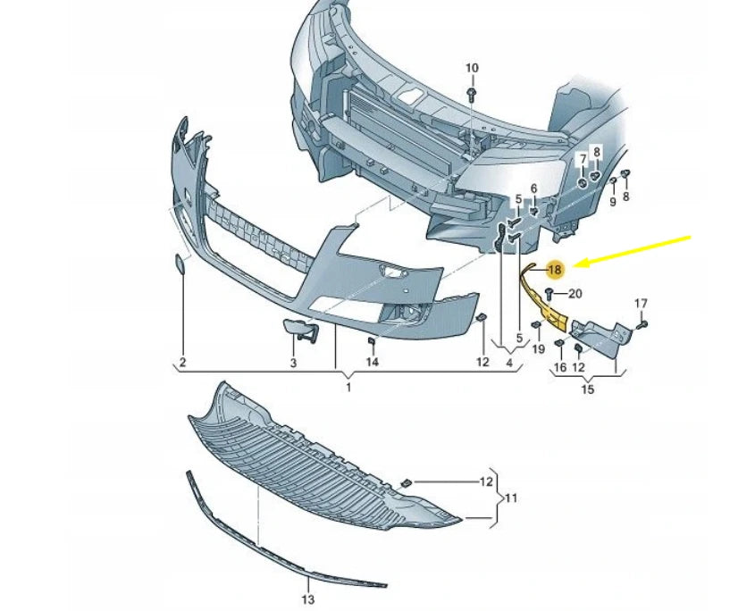 NEW AUDI A8 D4 FRONT BUMPER SIDE INNER WHEEL SPOILER 4H0853888B ORIGINAL