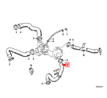 NEW BMW 3 E30 LOWER WATER RADIATOR PIPE HOSE 320I PETROL 2L 11531718980 ORIGINAL