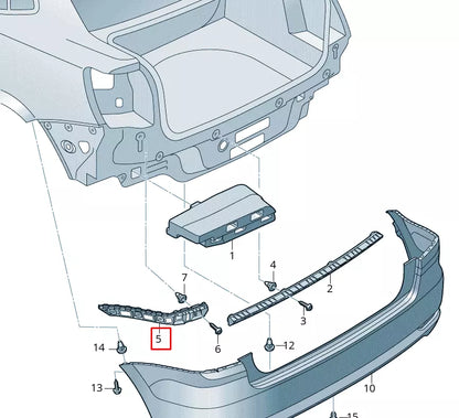 NEW VOLKSWAGEN AMEO REAR LEFT BUMPER BRACKET 6RW807393