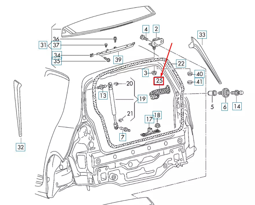 NEW VOLKSWAGEN GOLF MK7 TAILGATE CABLE SET GROMMET 5G6971829B ORIGINAL