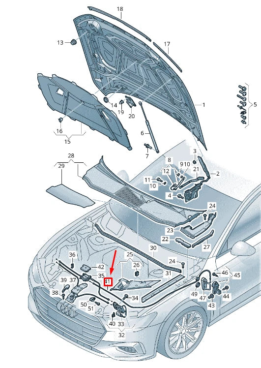 NEW AUDI A6 C8 HOOD LOCK CABLE LHD 4K1823535B