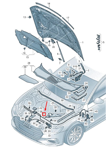 NEW AUDI A6 C8 HOOD LOCK CABLE LHD 4K1823535B