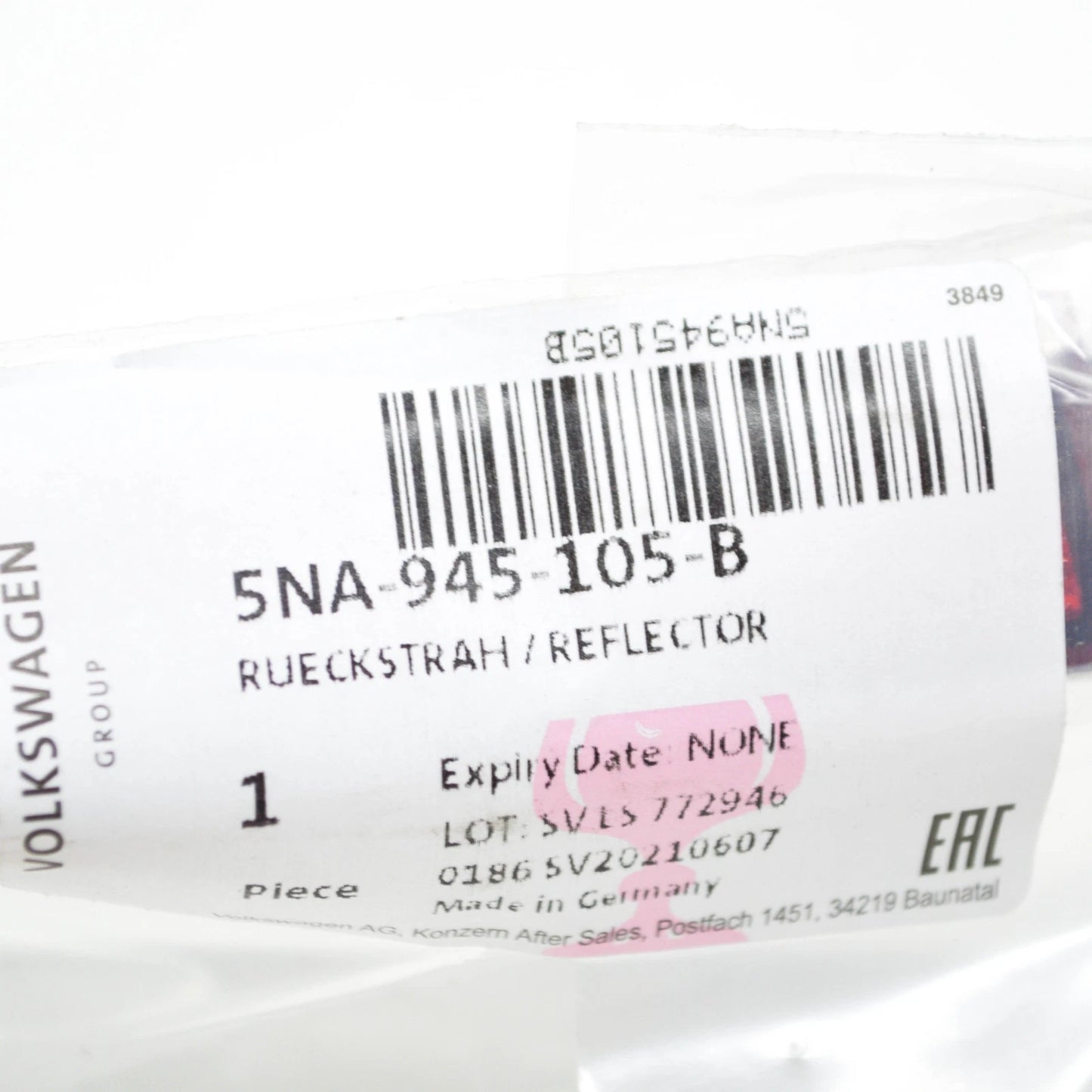 NEW VOLKSWAGEN TIGUAN AD REAR LEFT BUMPER REFLECTOR 5NA945105B
