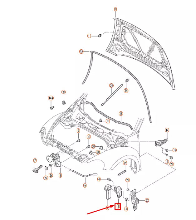 NEW VOLKSWAGEN BEETLE 9C HOOD RELEASE HANDLE BRACKET 1J1823633A ORIGINAL