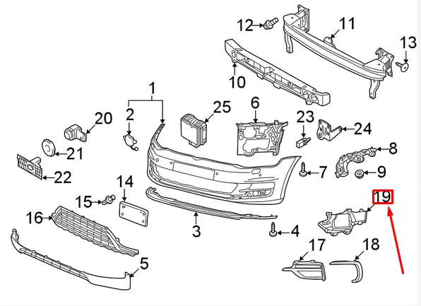 NEW VOLKSWAGEN GOLF R MK7 FRONT LEFT BRAKE AIR DUCT 5G0853949J9B9 ORIGINAL