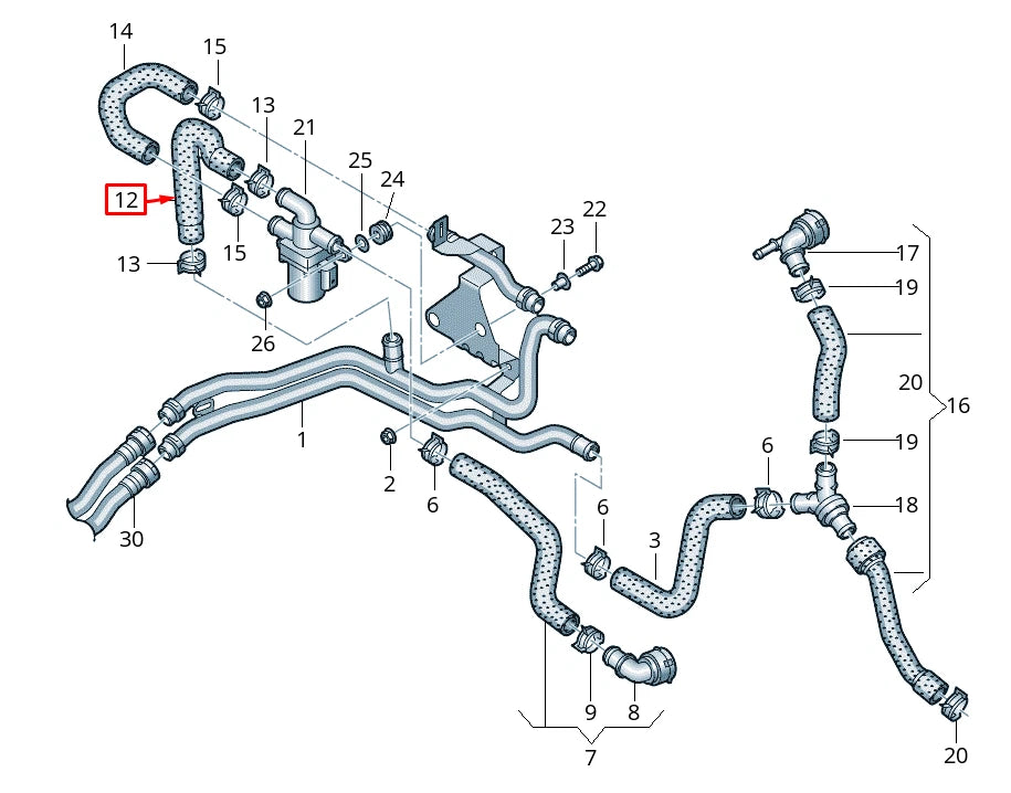 NEW VOLKSWAGEN ATLAS CA1 COOLANT HOSE PIPE 3QF815369A