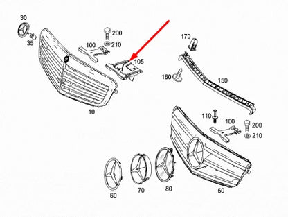 NEW MERCEDES-BENZ C-CLASS W204 RADIATOR GRILLE BRACKET A2048850636 2010 ORIGINAL