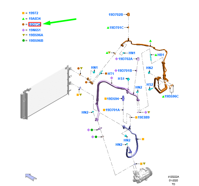new ford kuga mk3 ac hose pipe tube assy 2459235 lx6h-19d567-ad original