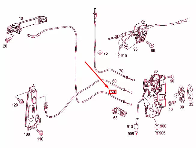 NEW MERCEDES-BENZ VITO W639 REAR DOOR BOWDEN CABLE A6397601704