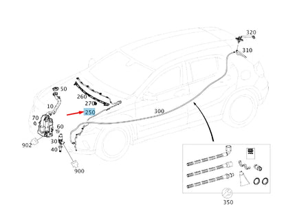 NEW MB GLA X156 HEADLIGHT WASHER HOSE LINE WITH NOZZLE RHD A1768601392 ORIGINAL