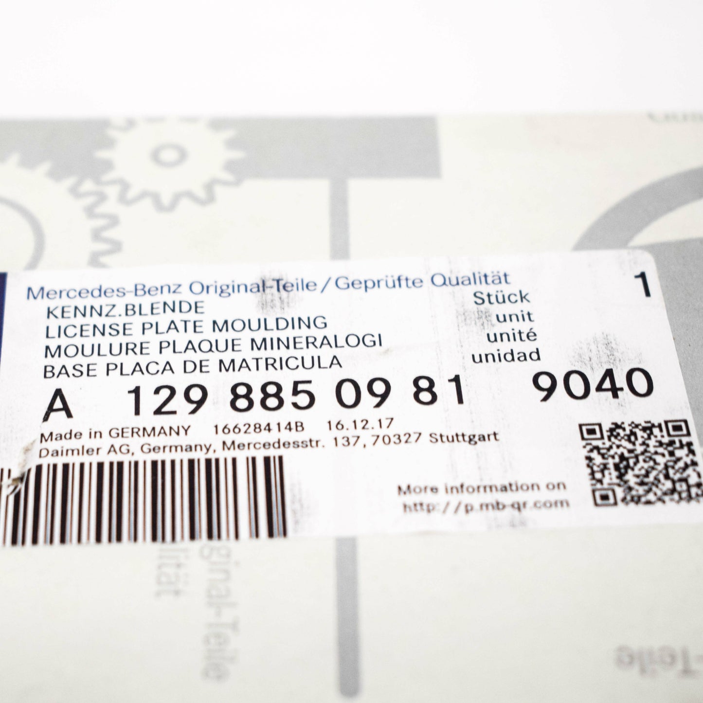 NEW MB SL R129 FRONT BUMPER LICENSE PLATE BRACKET A12988509819040 ORIGINAL