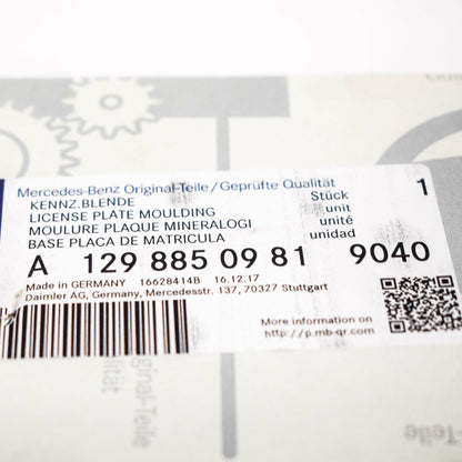 NEW MB SL R129 FRONT BUMPER LICENSE PLATE BRACKET A12988509819040 ORIGINAL