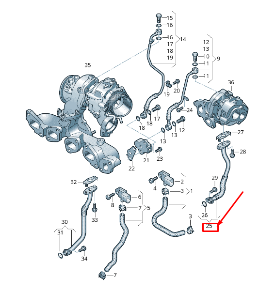 new vw tiguan ad engine oil return line 03n145735m original