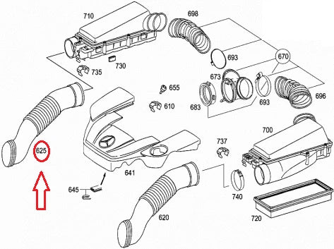 NEW MERCEDES BENZ S-CLASS W220 RIGHT AIR INTAKE PRESSURE HOSE A1130941182