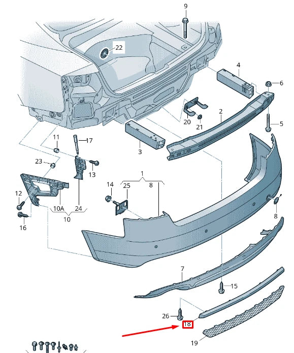 NEW AUDI A4 S4 B8 REAR BUMPER STRIP TRIM 8T08077911RR ORIGINAL