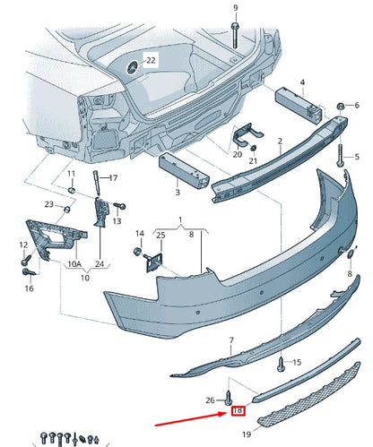NEW AUDI A4 S4 B8 REAR BUMPER STRIP TRIM 8T08077911RR ORIGINAL