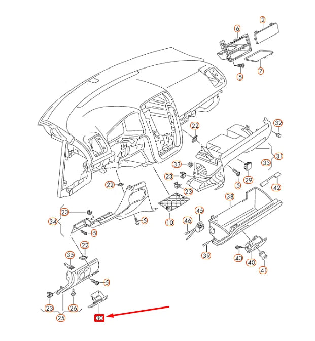 NEW VW EOS DASHBOARD LEFT STOWAGE COMPARTMENT LHD 1K1857919F82V