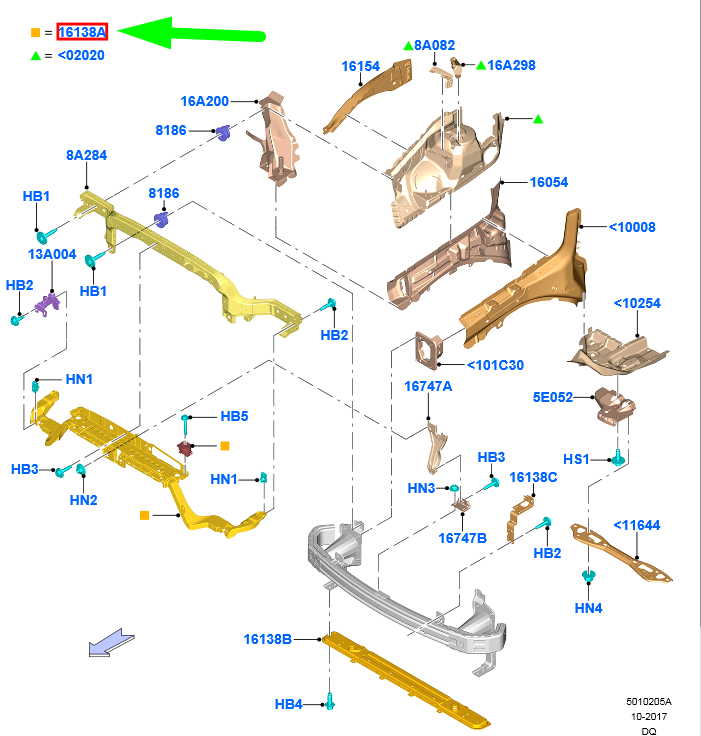 new ford edge mk2 front radiator support lower 2351750 kt4b-r16e166-bd original