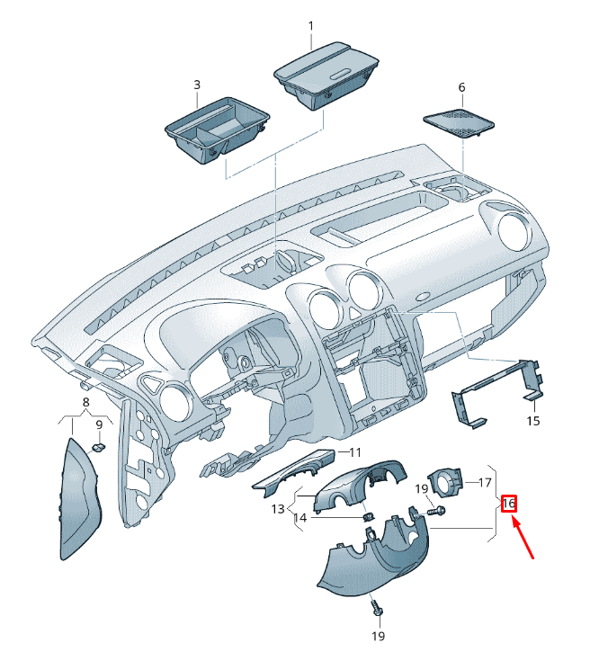 new volkswagen caddy 2k mk3 lower steering column cover 2k0858559a9b9 original