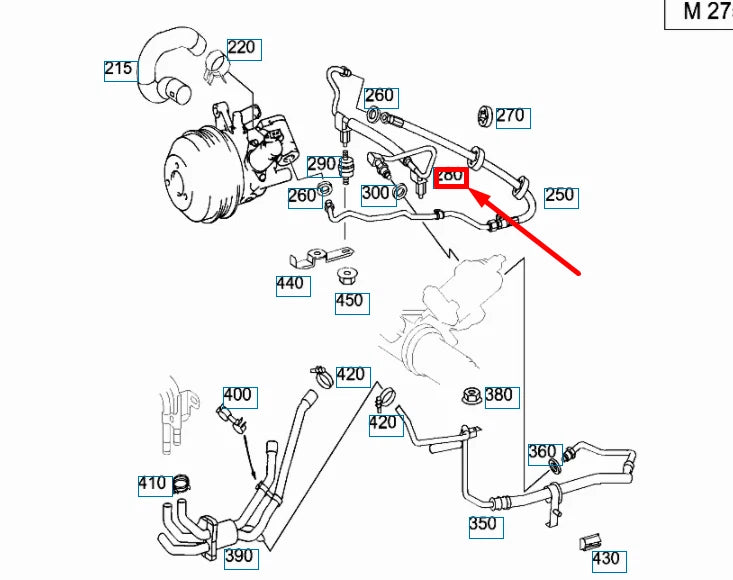 NEW MERCEDES-BENZ S W220 POWER STEERING EXPANSION HOSE LHD A2204602624 ORIGINAL