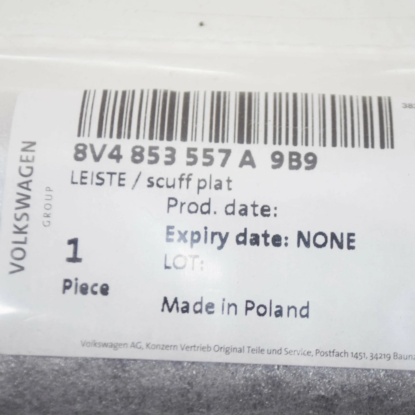 NEW AUDI A3 8V REAR LEFT SILL TRIM STRIP 8V4853557A9B9 ORIGINAL