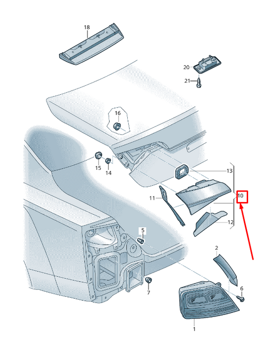 new audi a8 4h rear right side tailgate taillight 4h0945094m original